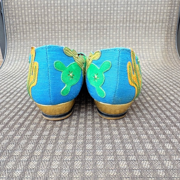 Vtg 80’s Beverly Feldman Women’s 8.5 Leather Wedge Flats Southwest Cowboy Desert - Picture 7 of 11